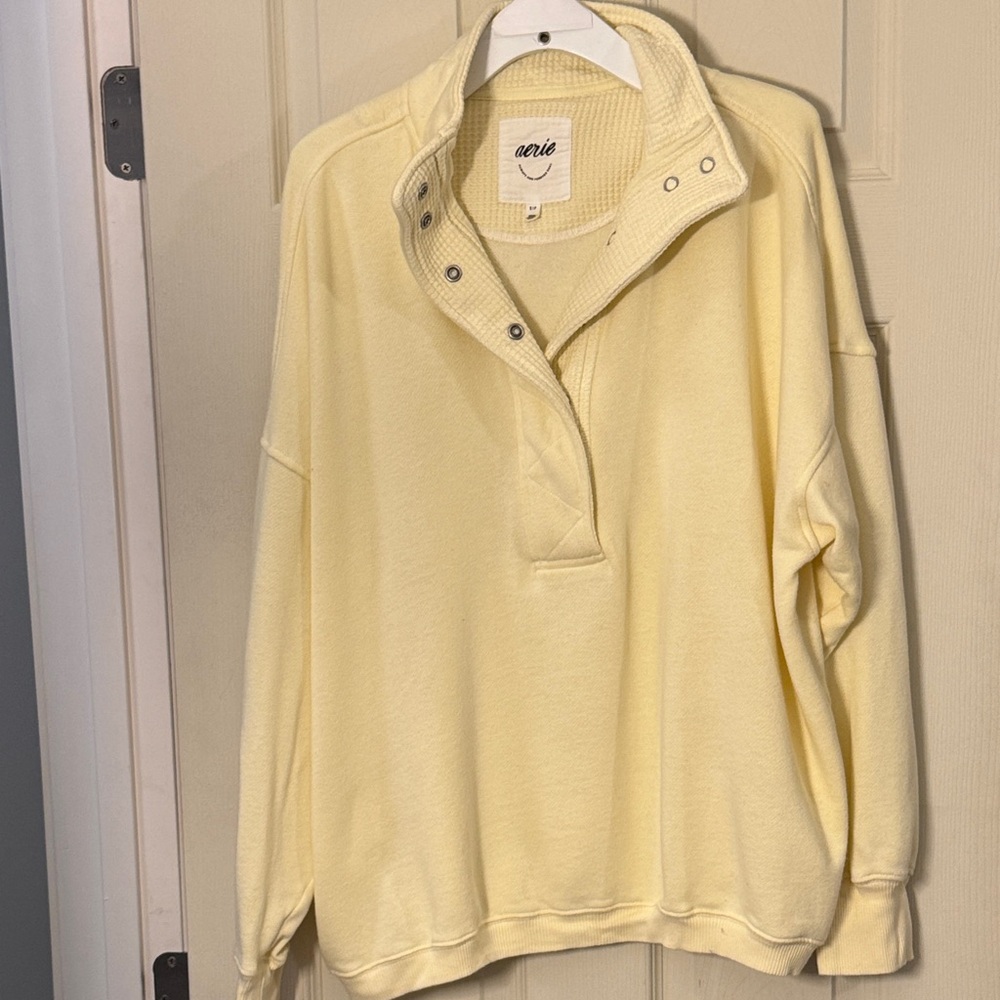 Aerie Light Yellow Snap Pullover Hoodie
